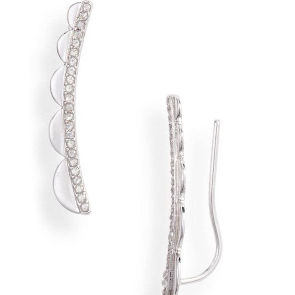 Kate Spade Pavé Slender Scallop Ear Crawlers
